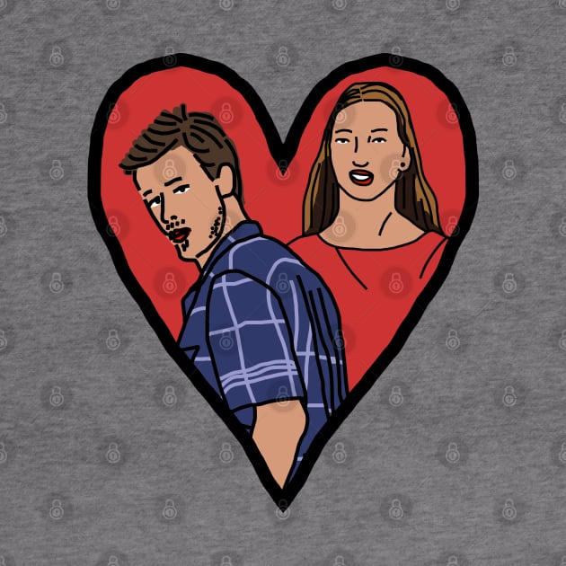 Distracted Boyfriend Meme Couple in Heart Valentines Day by ellenhenryart